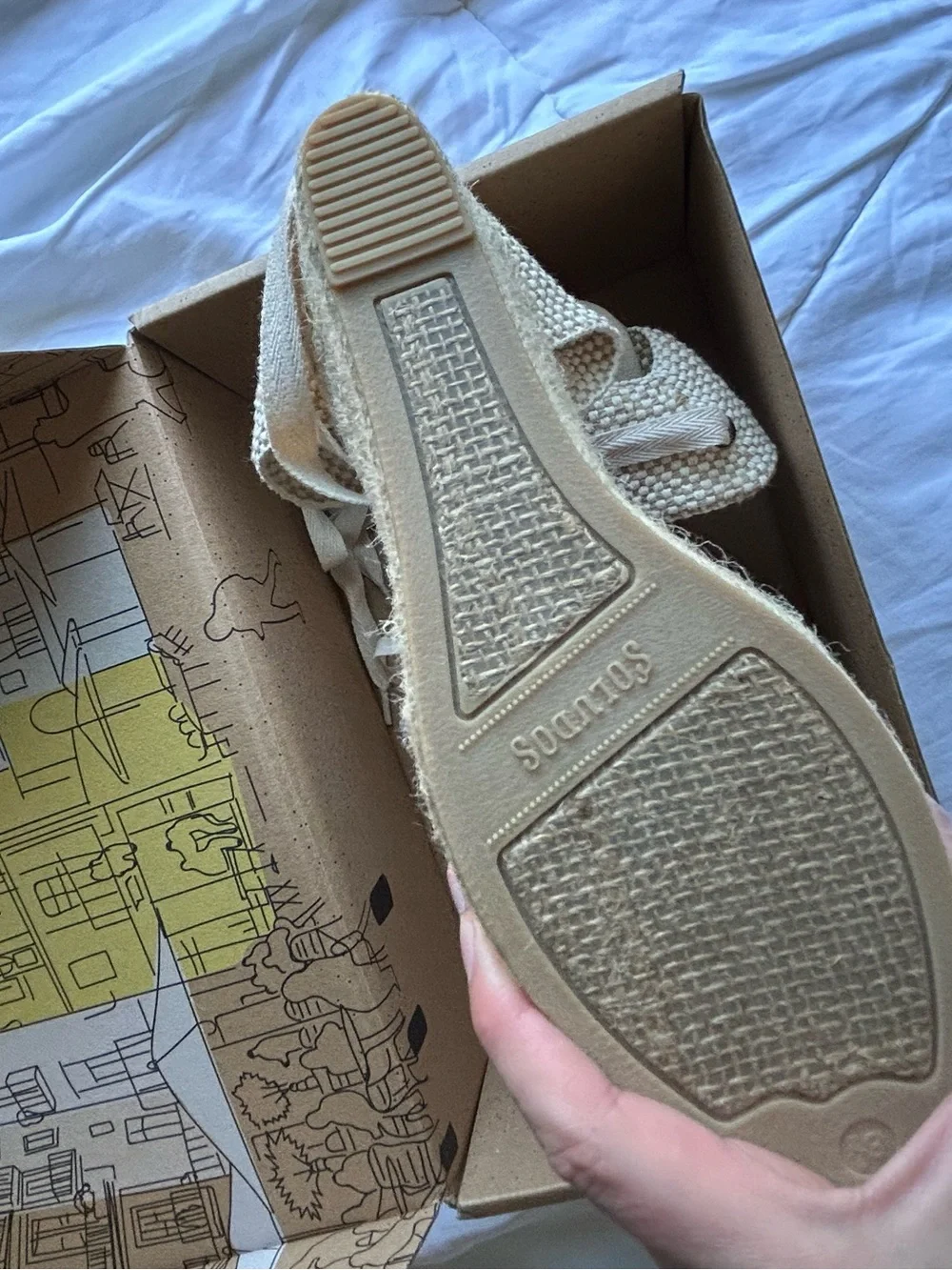 Soludos Cream Espadrille Wedge Sandals